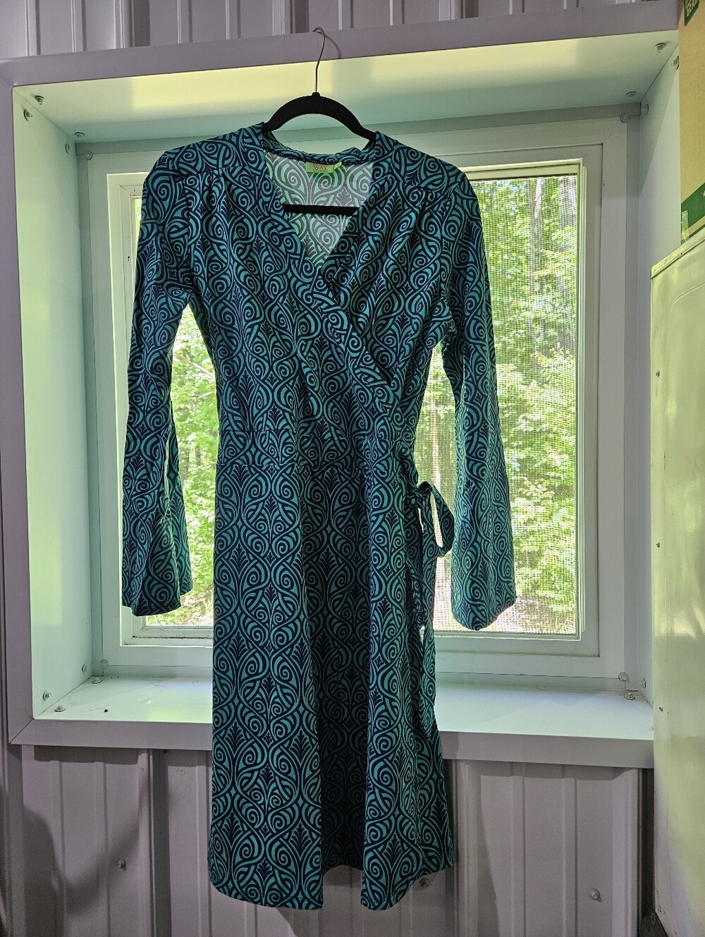 Women’s Teal Geometric Wrap Dress